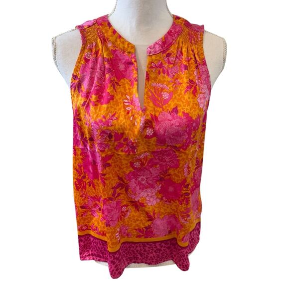 Rachel Roy Satin Sleeveless Top Pint Floral & Animal Print S - Picture 1 of 6